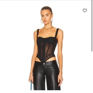 Miaou Deville Sheer Corset Top, Black